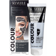 Маска плівка для обличчя Revuele Color  Glow   чорна регенируюча з блискітками  80 мл